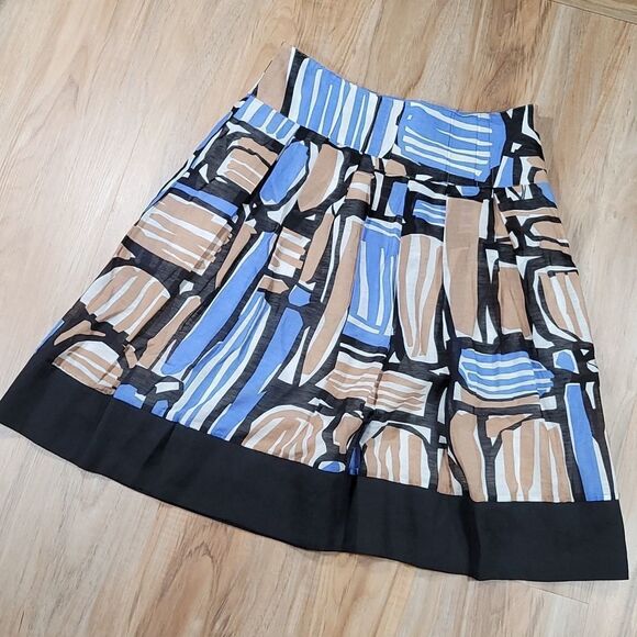 🔺️Nic & Zoe Geo Print Linen & Silk Blend Skirt Size 4 - Picture 1 of 10